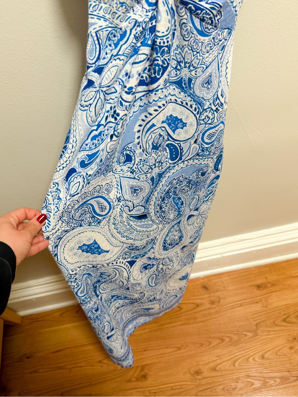 Zara Mediterranean green‎ coastal paisley blue white pattern linen maxi dress S - Picture 3 of 8